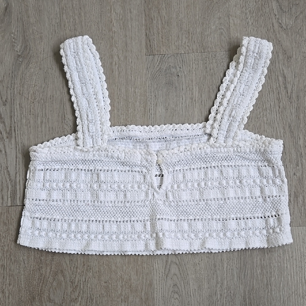 Aerie Crochet Textured Crop Top Size L - Picture 5 of 15